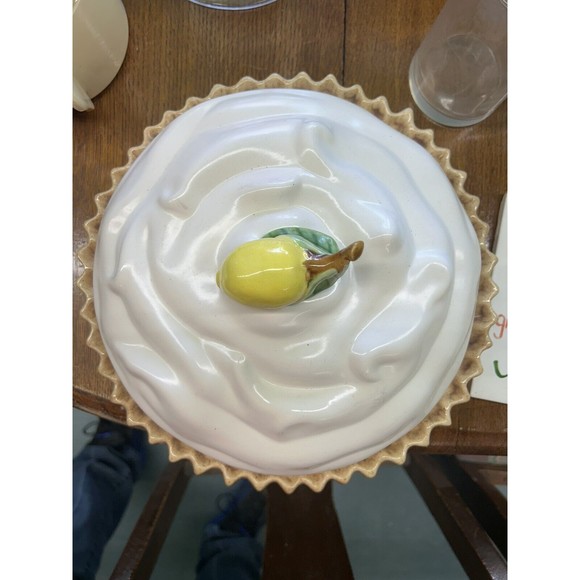Handmade Kitchen Vintage Realistic Ceramic Lemon Meringue Pie Keeper Plate Lid Poshmark